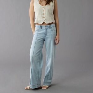 American Eagle Outfitters Stretch Low Rise Wide Leg Jeans